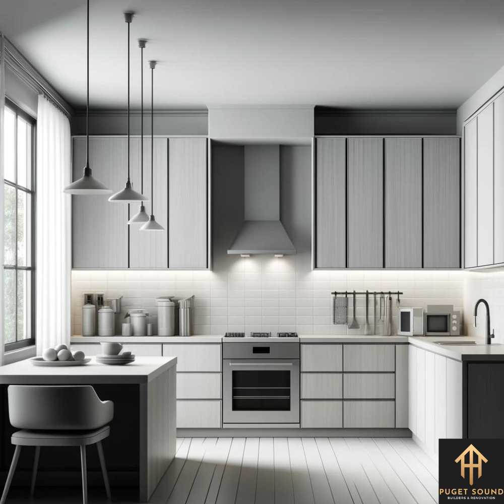 PugetSoundBNR image of a kitchen cabinet showcasing a sleek and minimalistic design